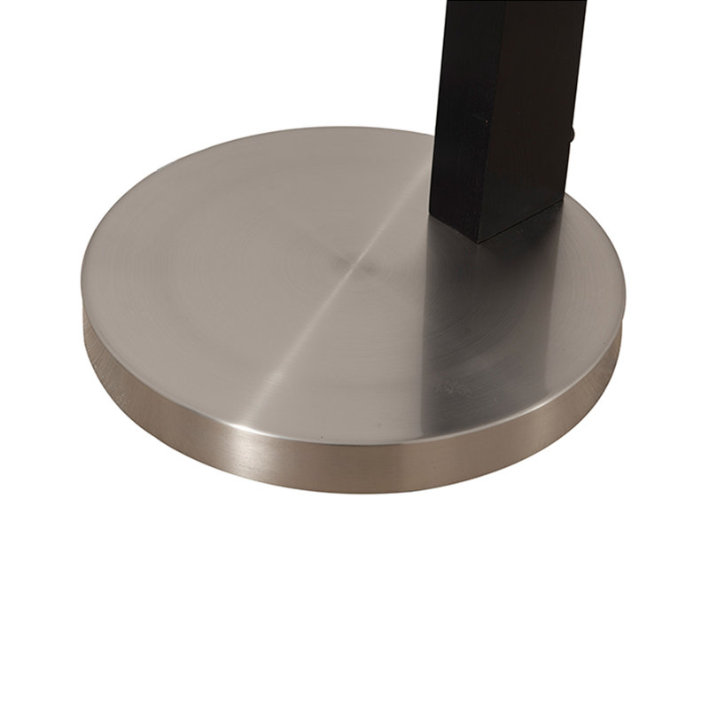 Coronado 1 Light Arc Floor Lamp - Matte Black & Satin Nickel, White Linen Double Shade, Dimmer Switch