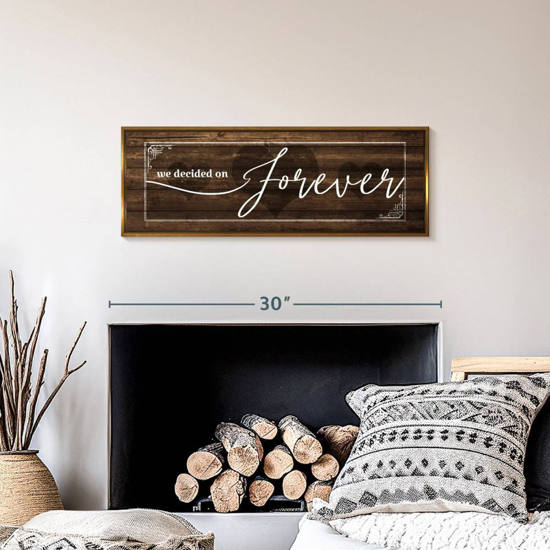 Plaque murale «Forever Love», Cadre flottant doré, 28 po x 10 po