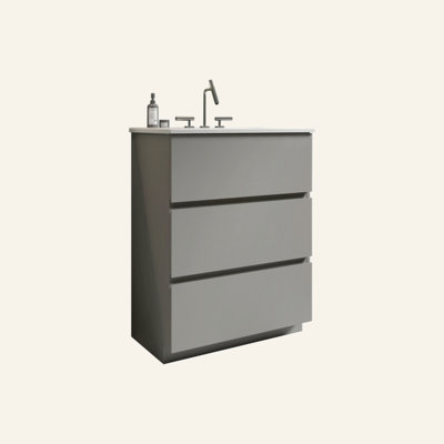 24" Bathroom Vanity With Sink With 3 Faucet Holes, Large Storage Freestanding Bathroom Vanity For Modern Bathroom, One-Piece White Sink Basin Without Drain And Faucet, Pre-Assembled