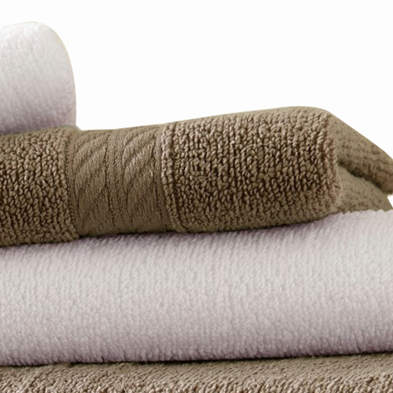 Ensemble de serviettes 6 pièces 100 % coton , Brun, blanc