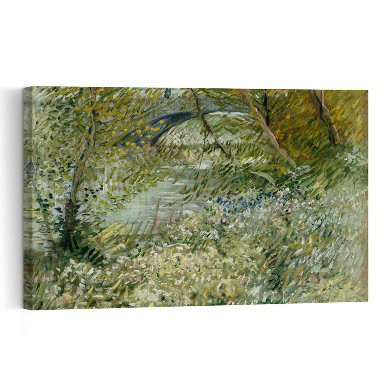 River Bank In Springtime, 1887 Abstract Contemporary Nature Spring Wall Art Print by Vincent Van Gogh - Wrapped Canvas Print