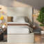Lit King Size moderne avec cadre, revêtement en velours côtelé et acier, rangement ajustable pour la maison
