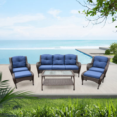Herrin 6 Piece Rattan Sofa Seating Group with Cushions by Darby Home Co