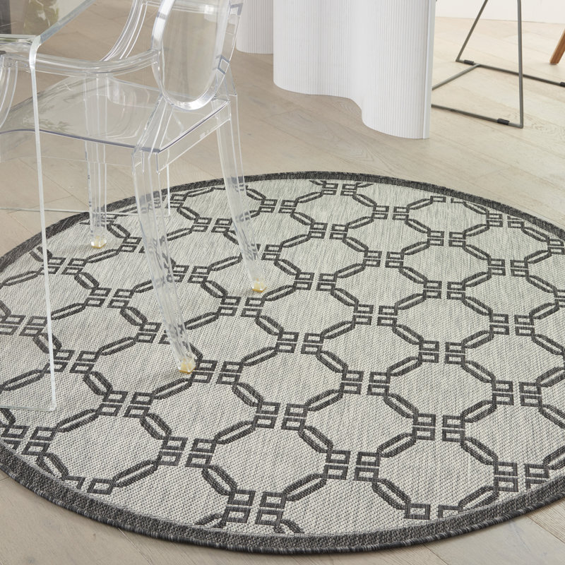 Tapis ivoire à tissage plat Minta, Rond 5 pi 3 po