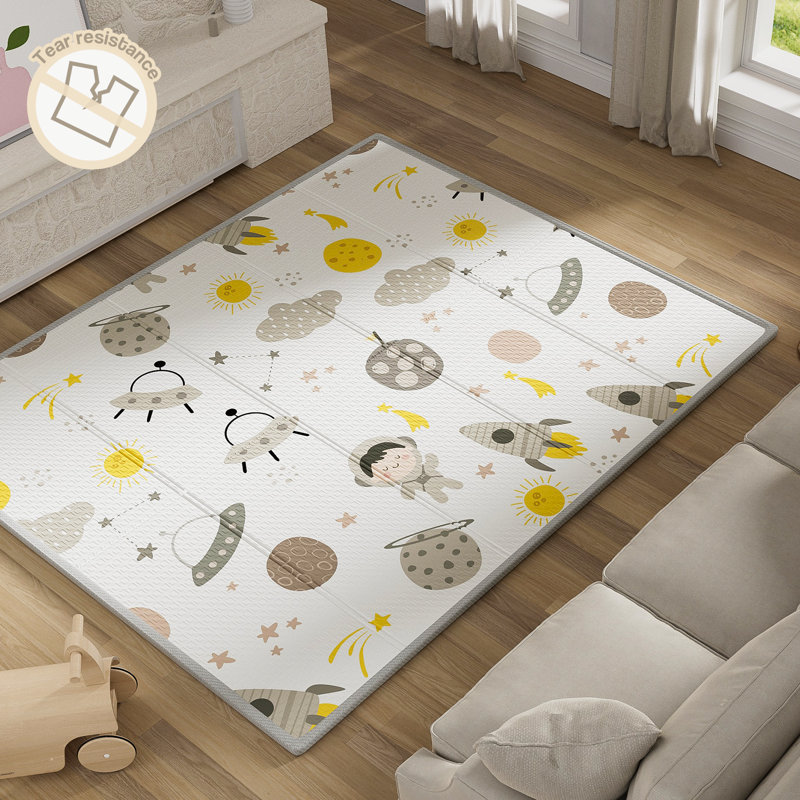 tapis de jeu pour bébé, grand tapis de jeu pliable et réversible 59 po x 71 po, tapis en mousse imperméable de 0,4 po d'épaisseur