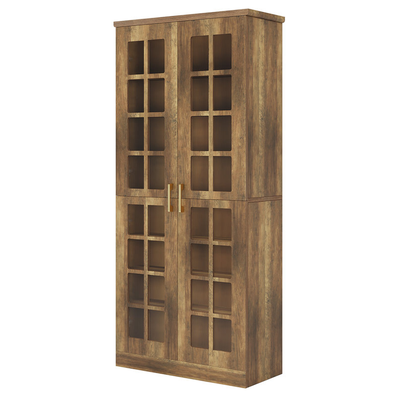 Armoire de rangement 71 "avec porte et tablettes réglables, Brun