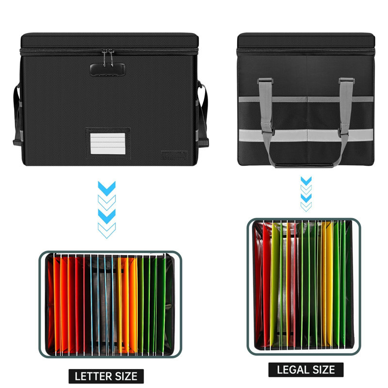 Fireproof Document Box, Waterproof File Organiser Box With Lock