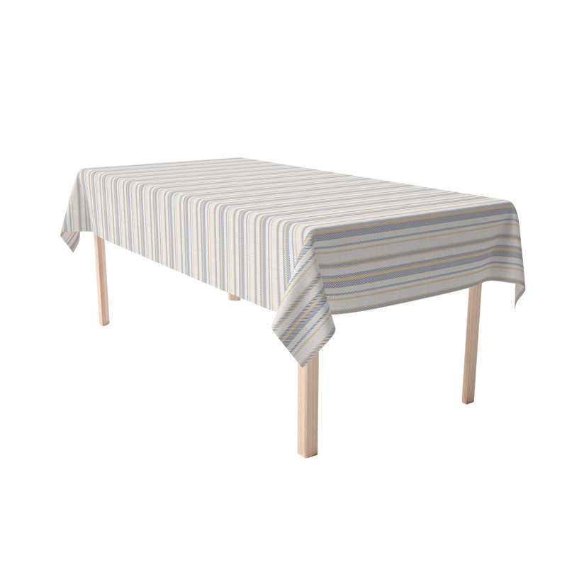 Rectangular Striped Cotton Twill Tablecloth