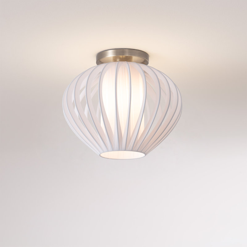 Plafonnier Bloom, abat-jour blanc satiné, nickel satiné, Satin Nickel
