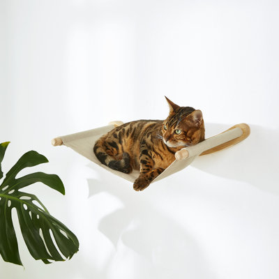 Cat Hammock Wall Mounted With Removable Cushion - Cozy Space Saving Perch For Indoor Cats, Soft Washable Bed & Modern Cat Shelf For Lounging