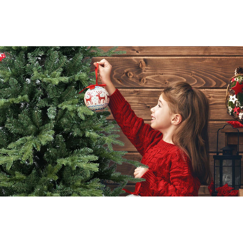  Arbre de Noël à charnière vert et PVC avec support en métal, H 6,5 pi