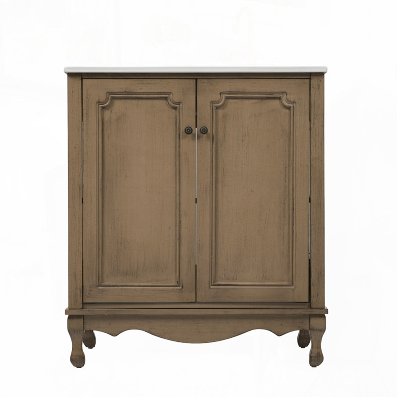 Bathroom Vanity with Ceramic Sink, Antique Brown