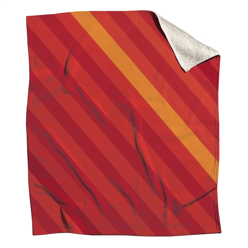 Couvertures à rayures diagonales rouges et orange, L 60 po x H 80 po
