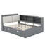 Lit plateforme double avec lit gigogne, tablettes et tête de lit-869368592