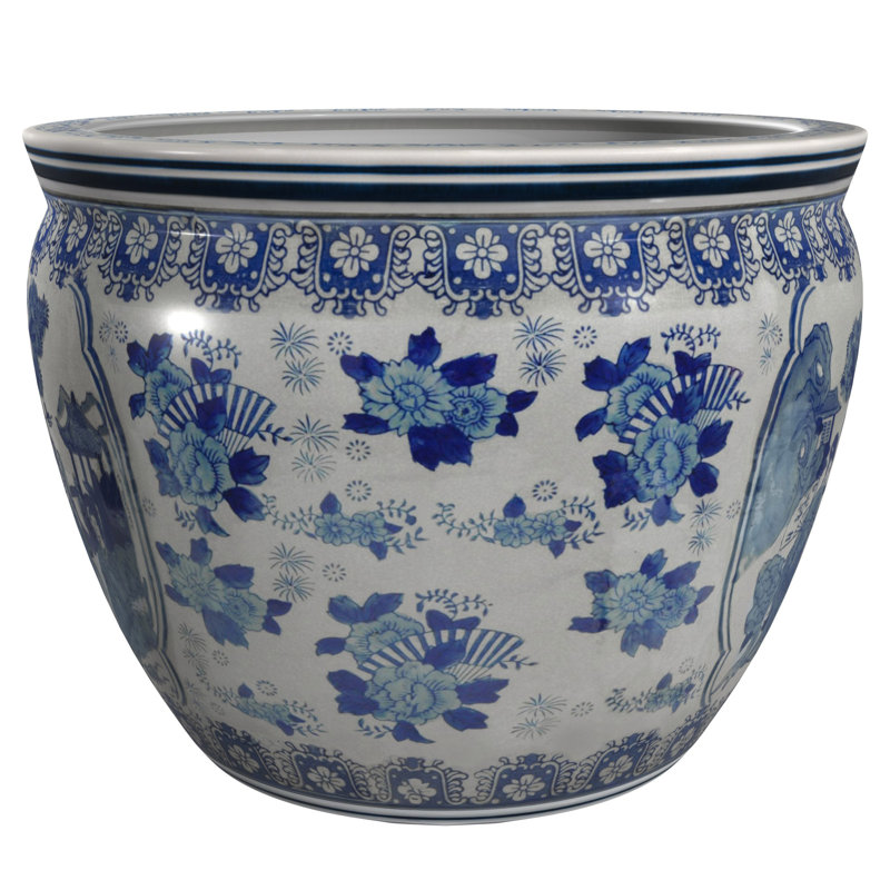 Ladies Chinese Porcelain Pot Planter, 8.5'' H x 12'' W x 12'' D