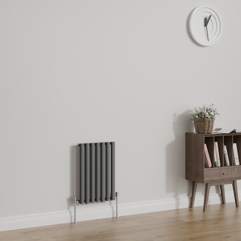 Shoshana Vertical Oval Panel Radiator, 60cm H x 41.3cm W, Anthracite, 1