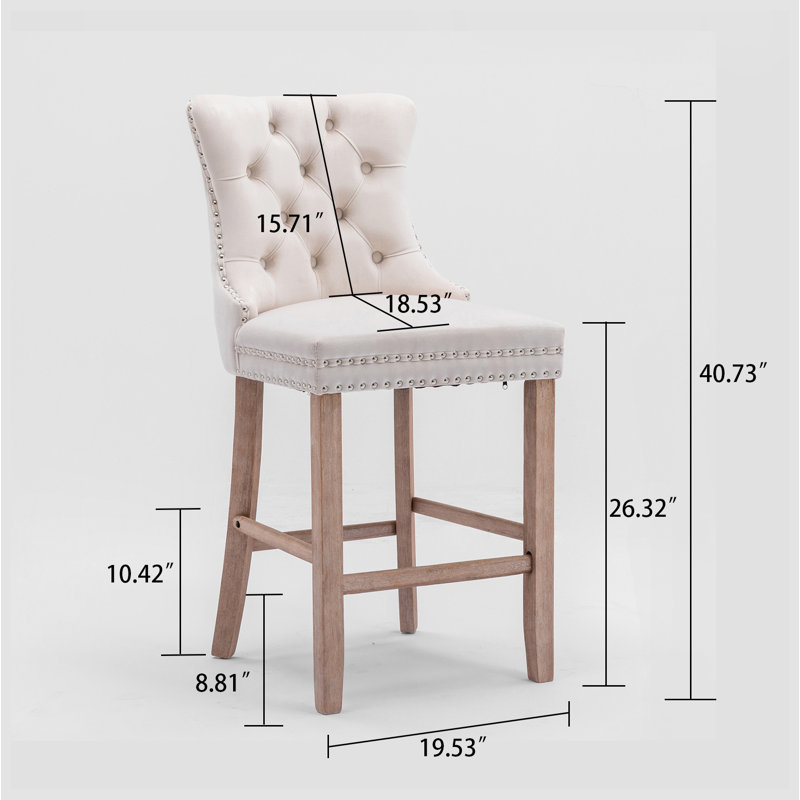 Ensemble de tabourets de bar double rembourrés Classic, Siège beige / structure en bois clair