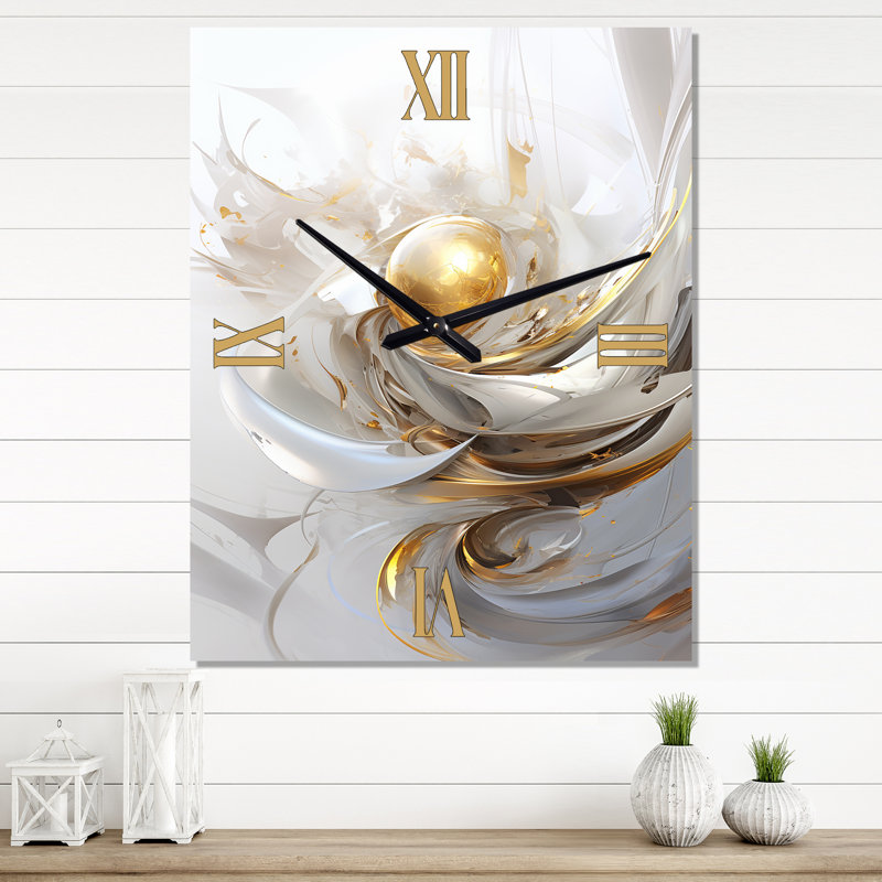 Horloge murale Fractal Gold Sphere I - Fractals, H 32 po x l 16 po x P 1 po