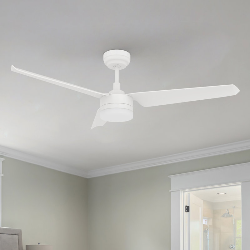 Ventilateurs de plafond standard à DEL à 3 pales 52 po avec lumières, Blanc