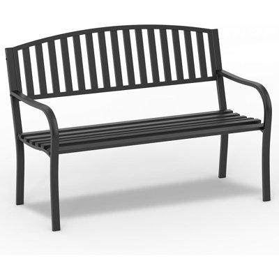 Outdoor Bench Weatherproof, Cast Iron All Metal Frame Garden Bench, Anti-rust Patio Park Bench Clearance For Front Porch, Yard, Lawn, Deck by Latitude Run