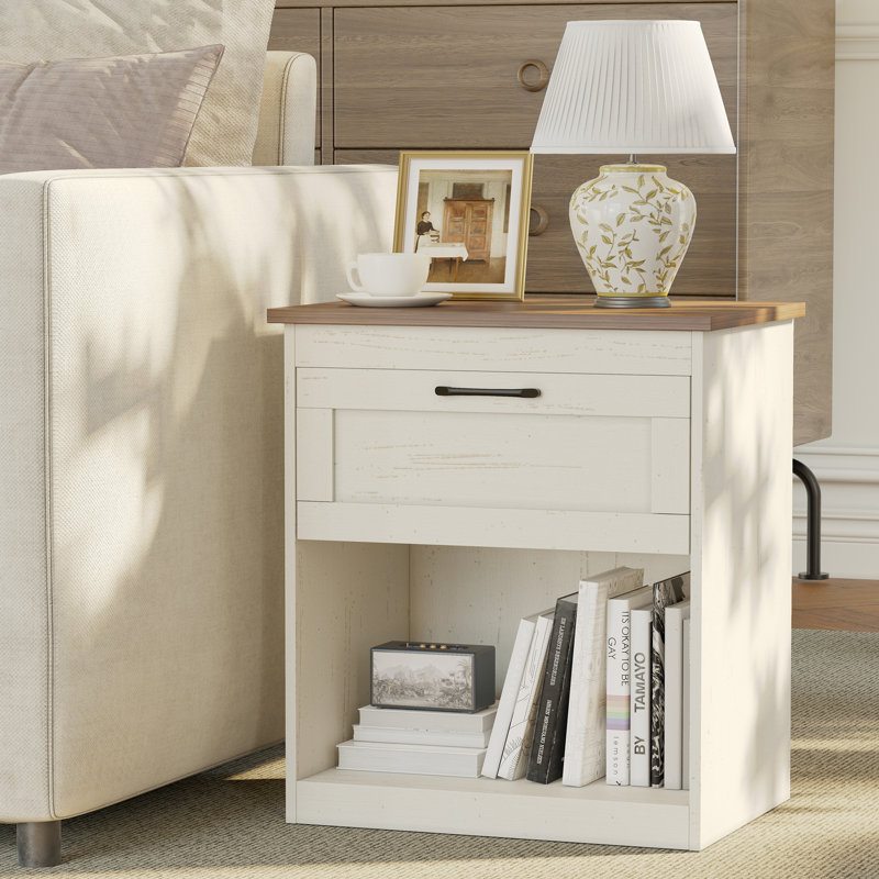 Ensemble de meubles de chambre à coucher 4 pièces Farmhouse, commode double 8 tiroirs deux tons, commode 5 tiroirs et table de chevet avec tablette de rangement