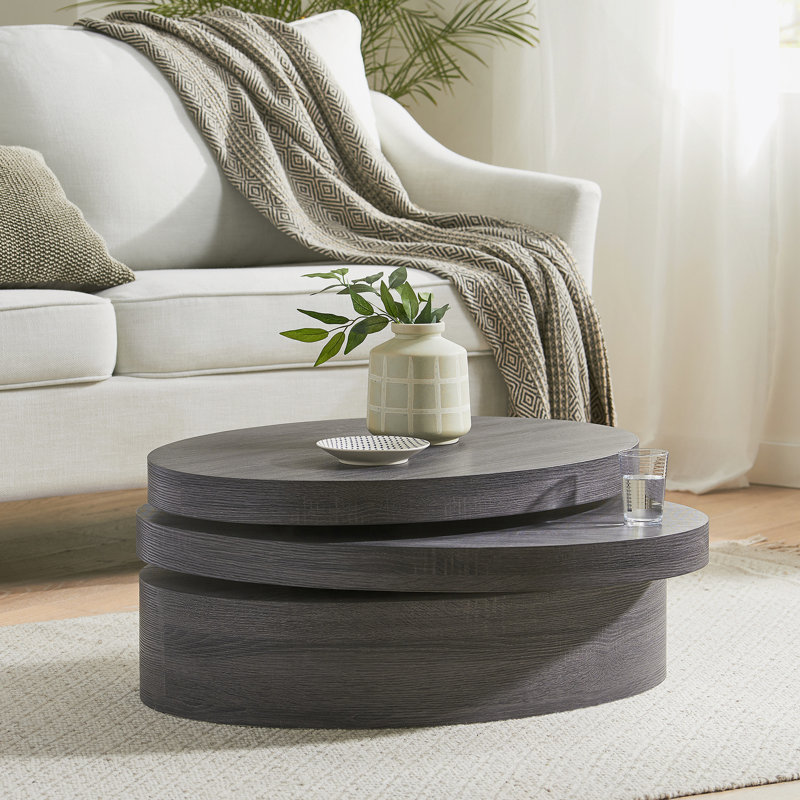 TABLE BASSE MODERNE ROTATIF - Noir mat