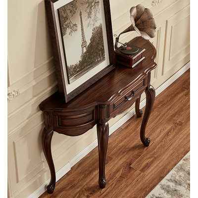 54.33" Dark brown Rectangular Solid Wood Console Table