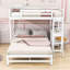 Lit superposé simple au-dessus d'un lit double en bois avec bureau intégré et 3 tiroirs Jaipreet