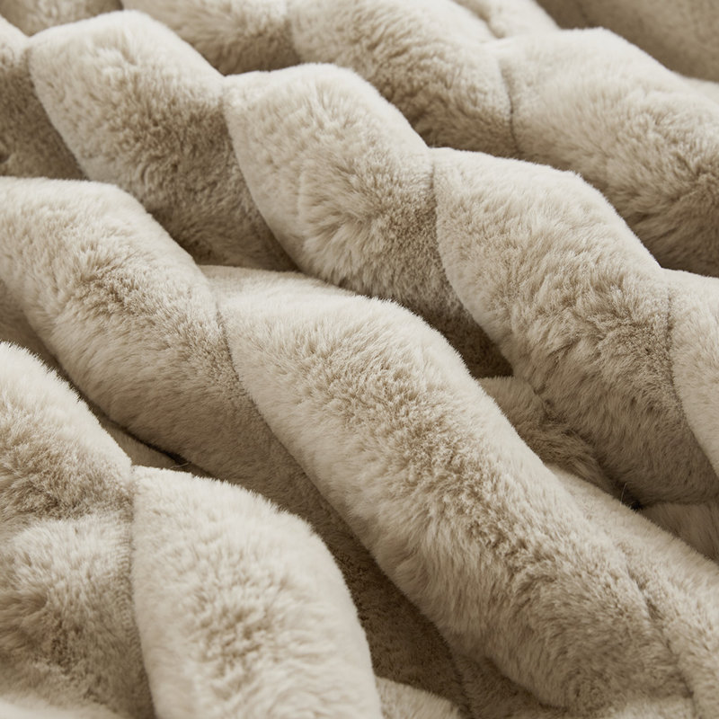 Taupe King Reversible Faux Fur Comforter Set