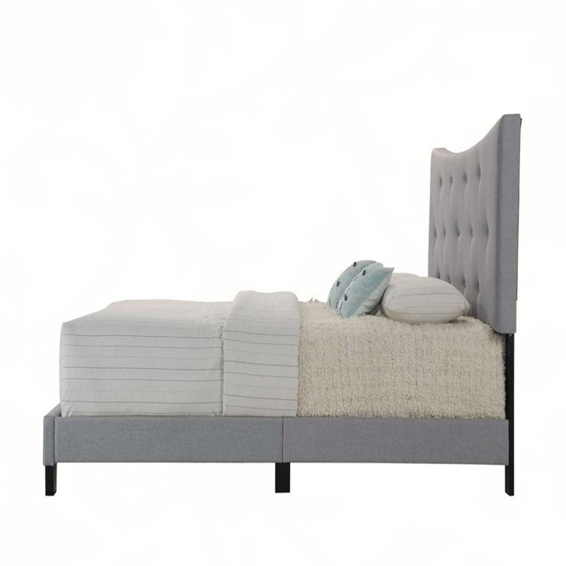 Grand lit en tissu gris Venacha