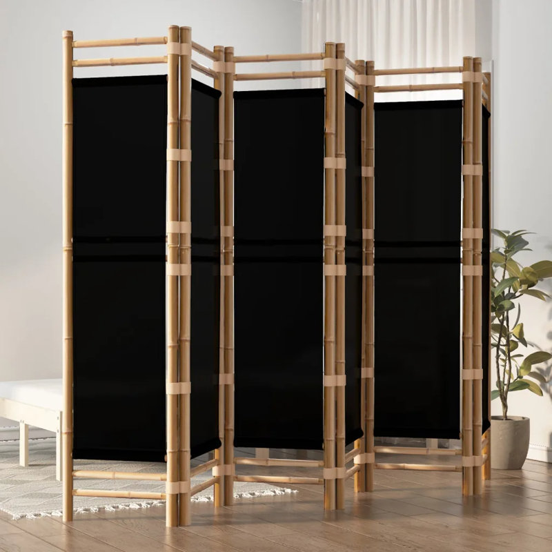 Venuti 457.2cm H Folding Room Divider, 6, 180cm W x 240cm L, Black