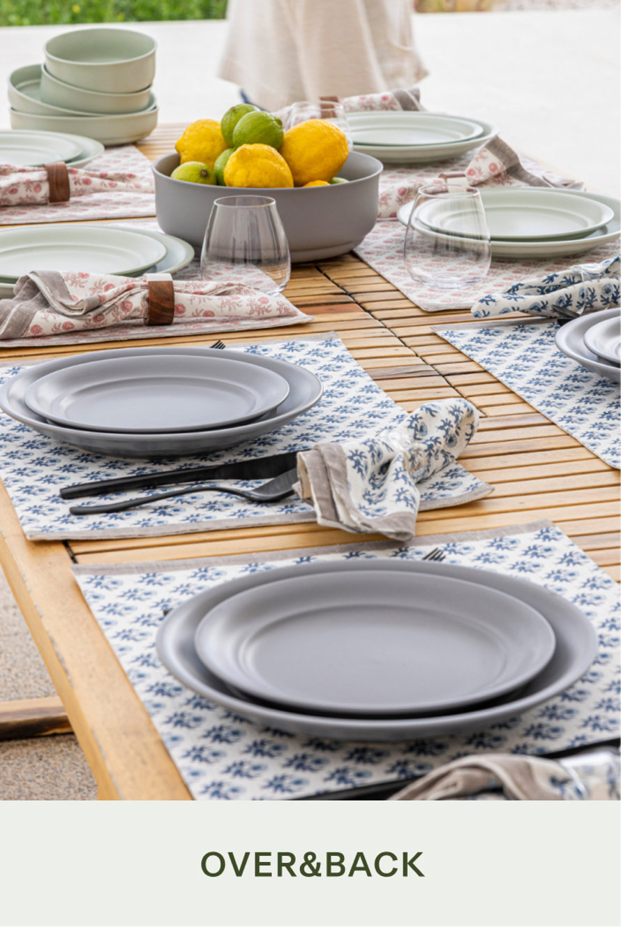OVER&BACK tableware on a table