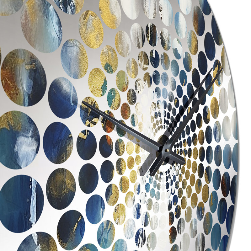 Feeling Spirit abstrait en bleu Nova et or I - Peinture abstraite horloge murale, Grand