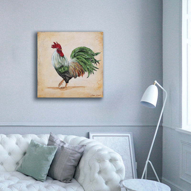 «Rooster-g» par Jean Plout, art mural sur toile, H 37 po x l 37 po