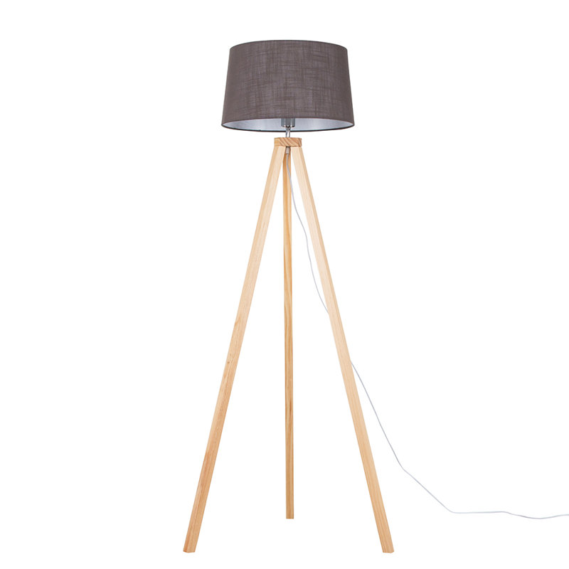 Mejias 148cm Tripod Floor Lamp, Light Wood, Dark Grey, No