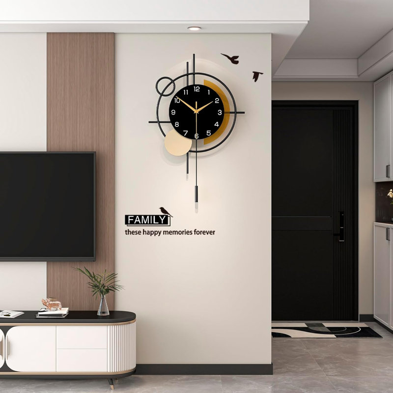 Horloge murale avec pendule à quartz silencieux à pile