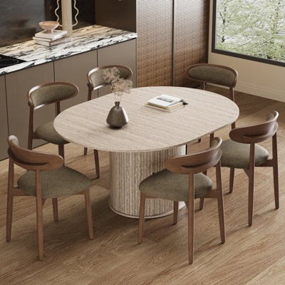  Ensemble de salle à manger 7 pièces avec table de rangement extensible intégrée et 6 chaises
