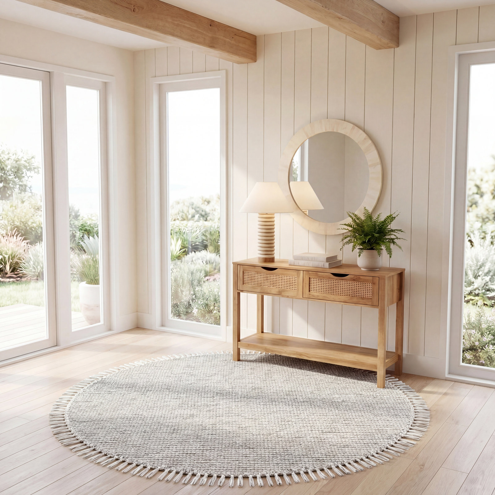 Kava Grey Black Rug, Round 6'