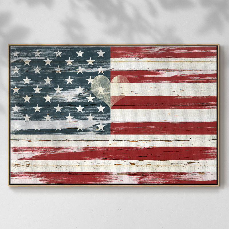 «Heart of America», toile tendue avec châssis, Bois naturel, H 17 po x l 25 po x P 2 po