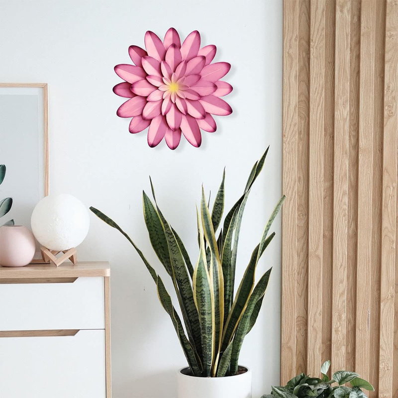 Décoration murale 12 "fleur rose en métal
