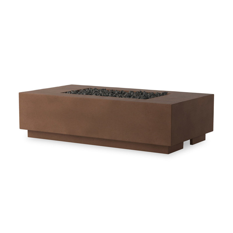 Darshani 16" H x 60" W Concrete Outdoor Fire Pit Table, Propane, Clay Concrete