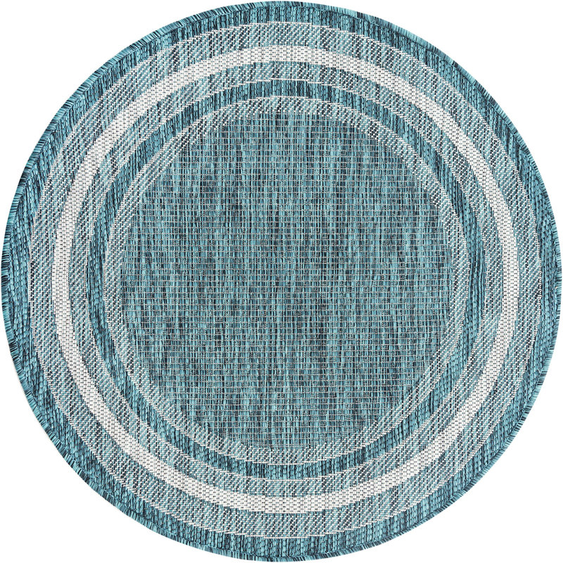 Tapis intérieur / extérieur Sevinc, Dark Teal, Rond 3 pi 3 po