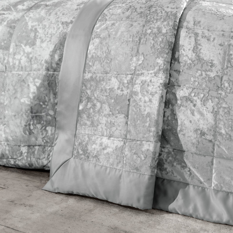 Crushed Velvet Bedspread, Silver