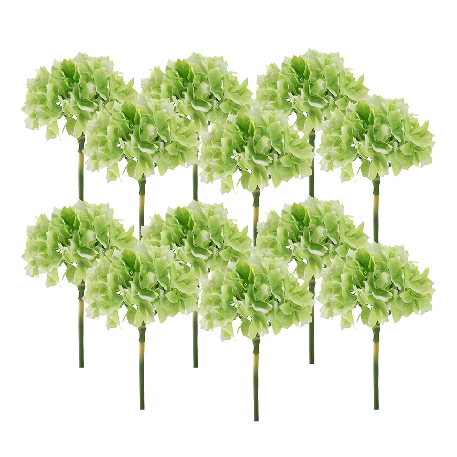 14" Almost-Real Hydrangea - Set of 12, Green