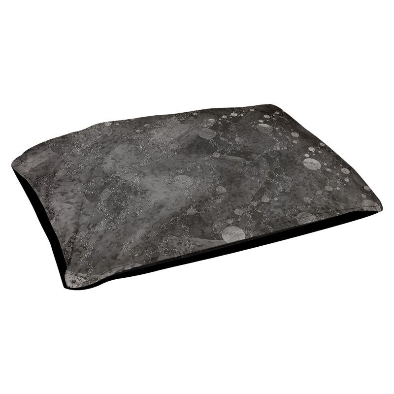 Coussin d'extérieur pour chien Byrge Planets Stars, Moyen (L 29,5 po x P19,5 po x H 9,5 po), Gris / argenté