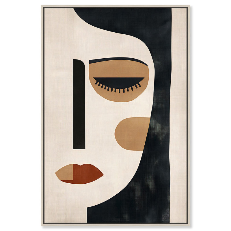 Toile «Face Moderne II» par Art Remedy, Cadre flottant, H 16 po x l 11 po, Noir