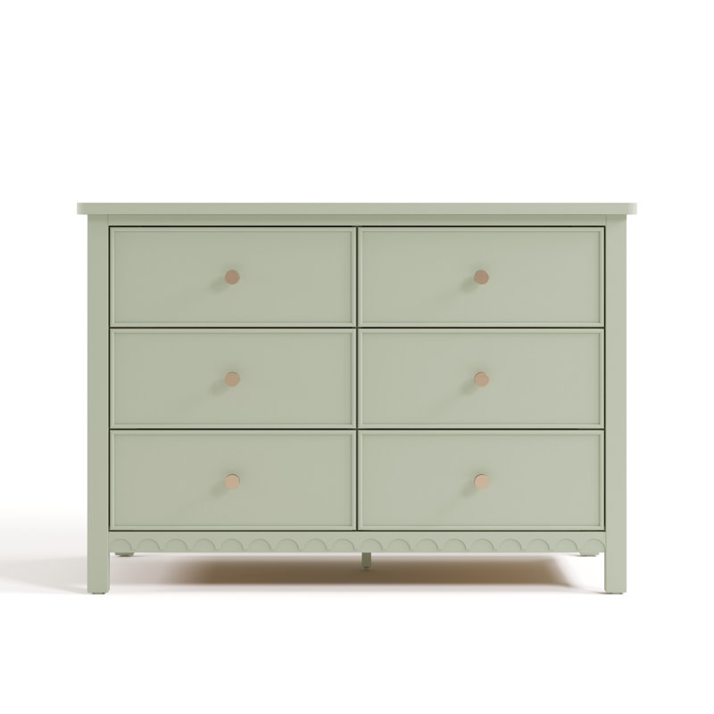 Commode double 6 tiroirs Sasha, Vert