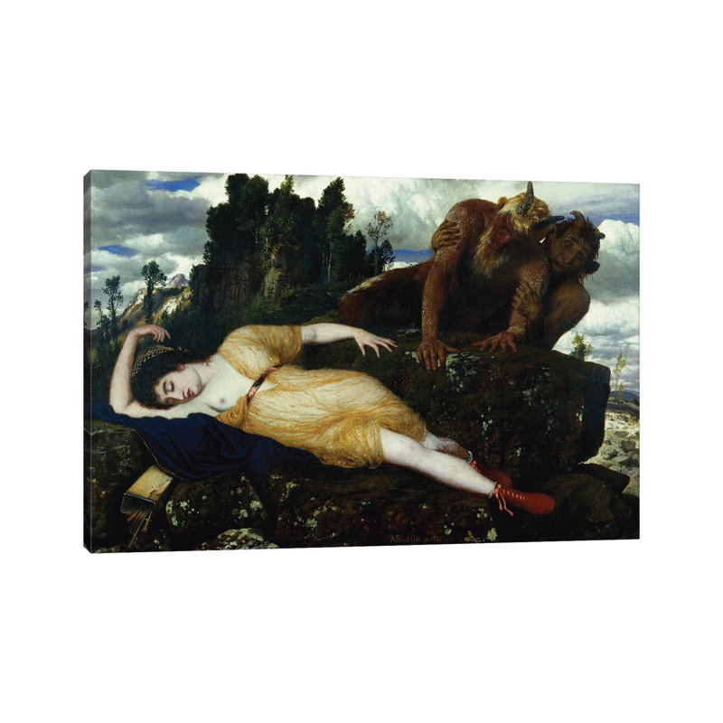 Diana endormie vue par deux faunes - Google Art Project - impression d'art mural - toile tendue, H 18 po x l 12 po
