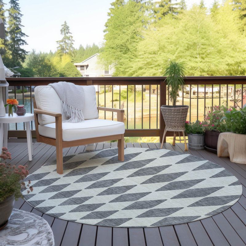 Tapis intérieur / extérieur Loreen avec envers antidérapant, Rond 8 pi