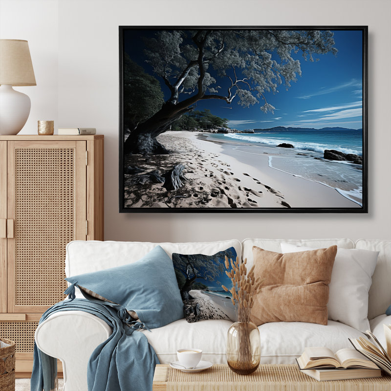 Thailande, «Silent Beach I», impression d'art mural, Cadre flottant noir, H 30 po x l 40 po x P 1,5 po